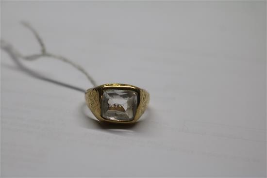 A Welsh antique yellow metal signet ring, 9.4g